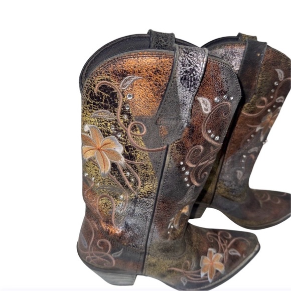 Durango Crush Cowboy Boots RD3030 Size 9 Floral Embroidery Western Rhinestone - Picture 11 of 11